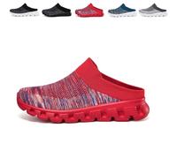 Demi-pantoufles tissées respirantes pour homme, avec soutien de la voûte plantaire, sandales de marche orthopédiques d'été en maille creuse, Rouge, 43 1/3 EU