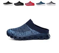 Demi-pantoufles tissées respirantes pour homme, avec soutien de la voûte plantaire, sandales de marche orthopédiques d'été en maille creuse, noir foncé, 43 1/3 EU