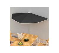 Demi-parasol de jardin avec mât 180x90 cm Noir
