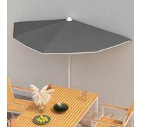 Demi-parasol de Jardin avec Mât 180x90 cm Noir Pare-soleil Terrasse vidaXL