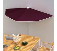 Demi-parasol de Jardin avec Mât Parasol de Patio Pare-soleil de Terrasse Parasol d'Extérieur Anti-UV Anti-décoloration 180x90 cm Rouge Bordeaux