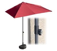 Demi-parasol de patio déporté réglable, auvent rectangulaire de 1,5 à 2,4 m de hauteur et base semi-ronde pour protection solaire extérieure, parfait pour les terrasses et les patios