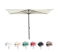 Demi-parasol rectangulaire réglable pour mur et porche, 200 x 100 cm, 250 x 130 cm, 270 x 150 cm (beige, 250 x 130 cm)