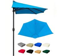 Demi-Parasol Toile de Rechange 270/300cm 5 Baleines, Auvent De Rechange pour Parasol, Tissu Imperméable pour Parasol de Jardin Terrasse Balcon(Blue,300cm/9.8ft)