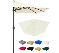 Demi-Parasol Toile de Rechange 270/300cm 5 Baleines, Auvent De Rechange pour Parasol, Tissu Imperméable pour Parasol de Jardin Terrasse Balcon(Beige,300cm/9.8ft)