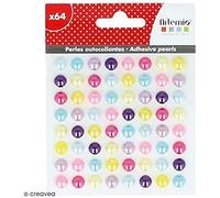 Demi-perles adhésives - Multicolore - 64 pcs