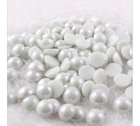 Demi-perles en céramique demi-perles thermoadhésives Hotfix Half Pearl Décorations Body Costume Strass Patinage Brillabenny (300, blanc, 6mm)