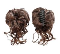 Demi Perruque Bouclée Désordonné Naturel Postiche Chignon Brun Clair Half Wig 25 cm Perruques Ondulé Ponytail Cheveux Bouclés élastiques Postiche Convient aux Filles Cheveux Clairsemés