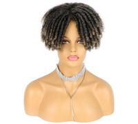 Demi-perruque de dreadlocks africaines tressées à clipser pour tête entière - 15 x 15 cm - Perruque afro bouclée (#1B/27)