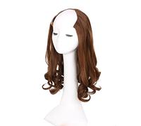 Demi-perruque ondulée en forme de U avec 6 clips - 38,1 cm - Pour cheveux fins - Brun clair