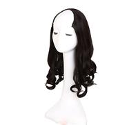 Demi-perruque ondulée en forme de U avec 6 clips - 38,1 cm - Pour cheveux fins - Noir