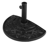 Demi-Pied de Parasol Noir Demi-Cercle Aspect Fonte Vintage et Motifs Floraux