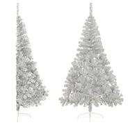 vidaXL Demi sapin de Noël artificiel avec support Argenté 180 cm PVC