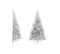 Demi sapin de Noël artificiel avec support argenté 240 cm PET
