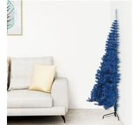 vidaXL Demi sapin de Noël artificiel avec support Bleu 240 cm PVC 344684