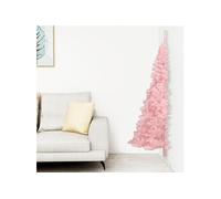 Demi Sapin de Noël Artificiel avec Support Décoration de Noël Ornement de Vacances Décoration de Fête Salle de Séjour Rose 180 cm PVC