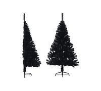 Demi Sapin de Noël Artificiel avec Support Décoration de Noël Ornement de Vacances Décoration de Fête Salle de Séjour Noir 150 cm PVC