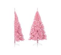 Demi Sapin de Noël Artificiel avec Support Décoration de Noël Ornement de Vacances Décoration de Fête Salle de Séjour Rose 210 cm PVC