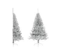 Demi Sapin de Noël Artificiel avec Support Décoration de Noël Ornement de Vacances Décoration de Fête Salle de Séjour Argenté 120 cm PET