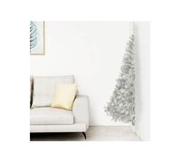 Demi Sapin de Noël Artificiel avec Support Décoration de Noël Ornement de Vacances Décoration de Fête Salle de Séjour Argenté 180 cm PET
