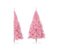 vidaXL Demi Sapin de Noël Artificiel avec Support Décoration de Noël Ornement de Vacances Décoration de Fête Salle de Séjour Rose 240 cm PVC rose G