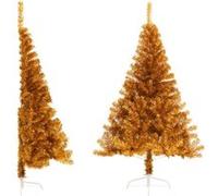 Demi sapin de Noël artificiel avec support doré 120 cm PET doré G
