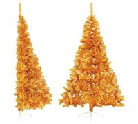 vidaXL Demi sapin de Noël artificiel avec support Doré 180 cm PVC