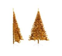 vidaXL Demi sapin de Noël artificiel avec support Doré 240 cm PVC