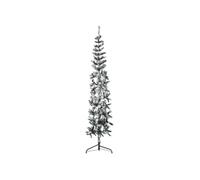 Demi sapin de Noël artificiel mince avec neige floquée 210 cm vert et blanc G