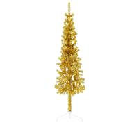 vidaXL Kunstkerstboom half met standaard smal 120 cm goudkleurig344589 Or G
