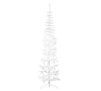 vidaXL Demi sapin de Noël artificiel mince avec support – Blanc 120 cm