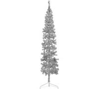 vidaXL Demi sapin de Noël artificiel mince avec support Argenté 210 cm