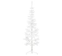 vidaXL Demi sapin de Noël artificiel mince avec support – Blanc 120 cm
