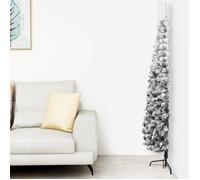 Demi sapin de Noël artificiel - MOTHINESSTO - 240 cm - Vert et blanc - PVC et acier - 324 pointes