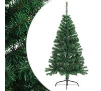 Demi-sapin de Noël artificiel vert 120 cm PVC design peu encombrant avec support en acier 250 pointes pour intérieur et extérieur protégé