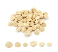 Demi Sphere Bois,300 Perles Demi-Rondes en Bois Naturel Non Peintes - Boules à Dos Plat 10/12/15mm pour Décoration DIY & Artisanat - Perles en Vrac (Lot Mixte 100x3 Tailles)