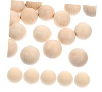 Demi-sphères en bois, 50 perles rondes non poreuses for loisirs créatifs, brut