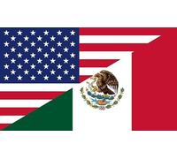 Demi sticker drapeau USA & Mexicain (Mexico City hispanique Chicano américain US vinyle autocollant pour voiture camion ou ordinateur portable (7,6 x 12,7 cm)