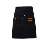 Demi-tablier de style ethnique avec poche avant - Tablier de taille en coton respirant pour homme et femme - Tablier de cuisine rayé pour cuisine, restaurant ou nettoyage quotidien, Noir , taille