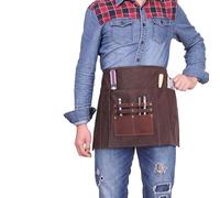 Demi-tablier de style ethnique avec poche avant - Tablier de taille en coton respirant pour homme et femme - Tablier de cuisine rayé pour cuisine, restaurant ou nettoyage quotidien, Marron 3., taille