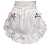 Demi-tablier de style ethnique avec poche avant - Tablier de taille en coton respirant pour homme et femme - Tablier de cuisine rayé pour cuisine, restaurant ou nettoyage quotidien, blanc, taille