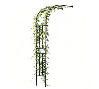 Demi treillis d'arche de jardin durable pour plantes grimpantes - Tonnelle murale en métal réglable de 60 à 300 cm - Idéal pour décoration de jardin et de terrasse - Acier revêtu de plastique noir