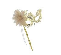 Demi-visage de bal masqué en métal avec fleur et strass pour femme, Halloween, cosplay, bal de fin d'année, couple
