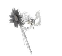 Demi-visage de bal masqué en métal avec fleur et strass pour femme, Halloween, cosplay, bal de fin d'année, couple