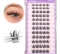 Demi-wispies Lot de 7 paires de faux cils en vison avec bande transparente russe - Aspect naturel - Léger - 13 mm - Invisible - Petits cils 3D