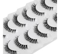 Demi-wispies Lot de 7 paires de faux cils en vison avec bande transparente russe - Aspect naturel - Léger - 13 mm - Invisible - Petits cils 3D