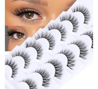 Demi-wispies Lot de 7 paires de faux cils en vison avec bande transparente russe - Aspect naturel - Léger - 13 mm - Invisible - Petits cils 3D