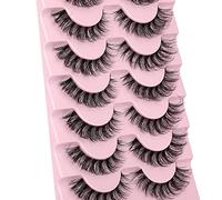 Demi-wispies Lot de 7 paires de faux cils en vison avec bande transparente russe - Aspect naturel - Léger - 13 mm - Invisible - Petits cils 3D