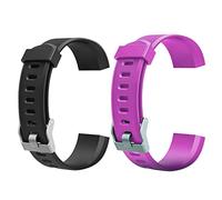 Demiawaking 2PCS Bracelet Rechange pour Montre Connectée Homme, Accessoire de Montre Bracelet, Remplacement Coloré pour Montre Intelligente ID115Plus HR 215mm/20mm (Noir+Violet)