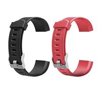Demiawaking 2PCS Bracelet Rechange pour Montre Connectée Homme, Accessoire de Montre Bracelet, Remplacement Coloré pour Montre Intelligente ID115Plus HR 215mm/20mm (Noir+Rouge)
